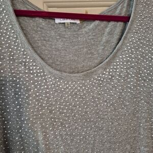 Calvin Klein Silver Sparkle Short Sleeve Top